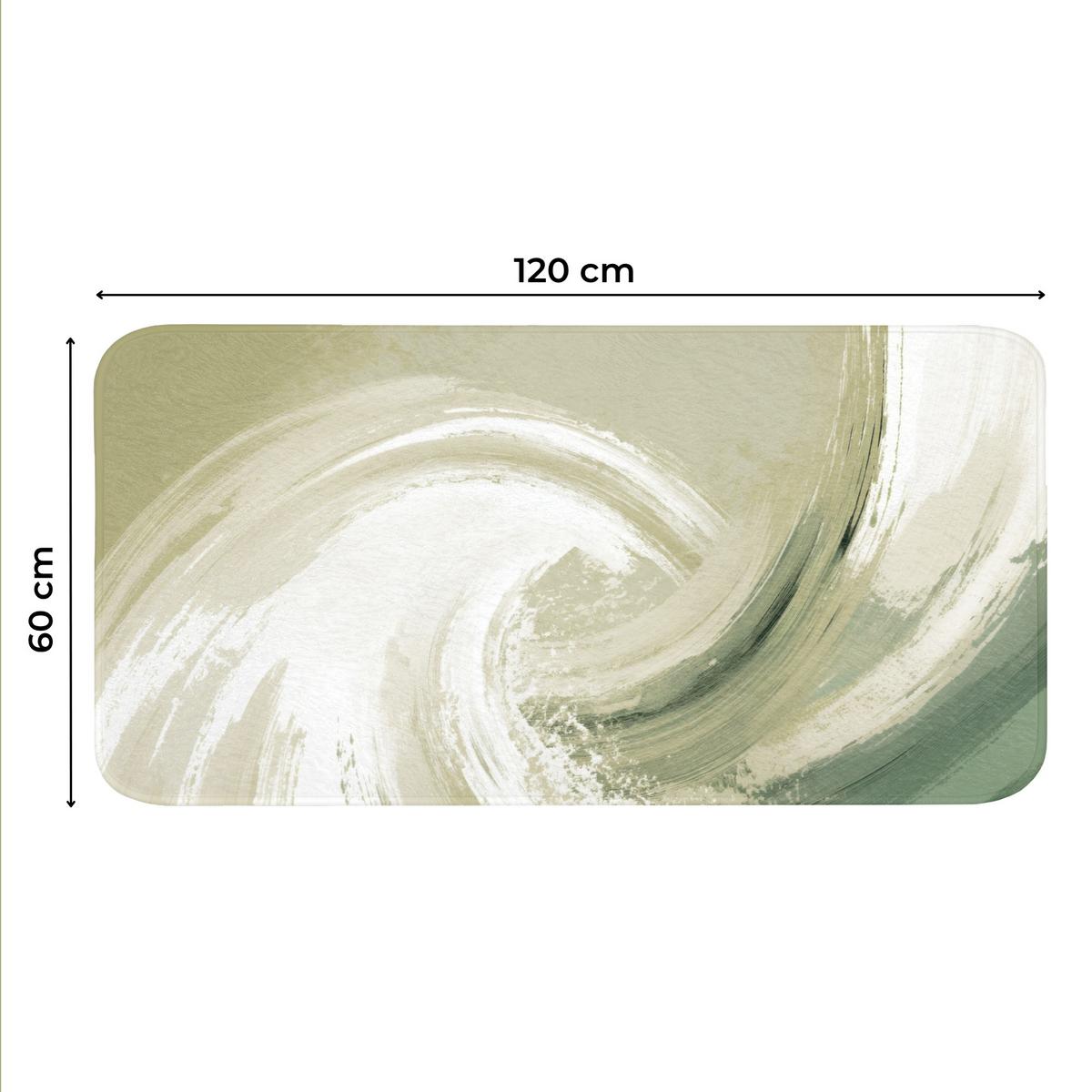 WC-VORLEGER Abstrakt - Pinselstriche - Wellen - Grün WC Teppich 120x60 cm - Mintgrün, Textil (120/1cm) - OnlyWow