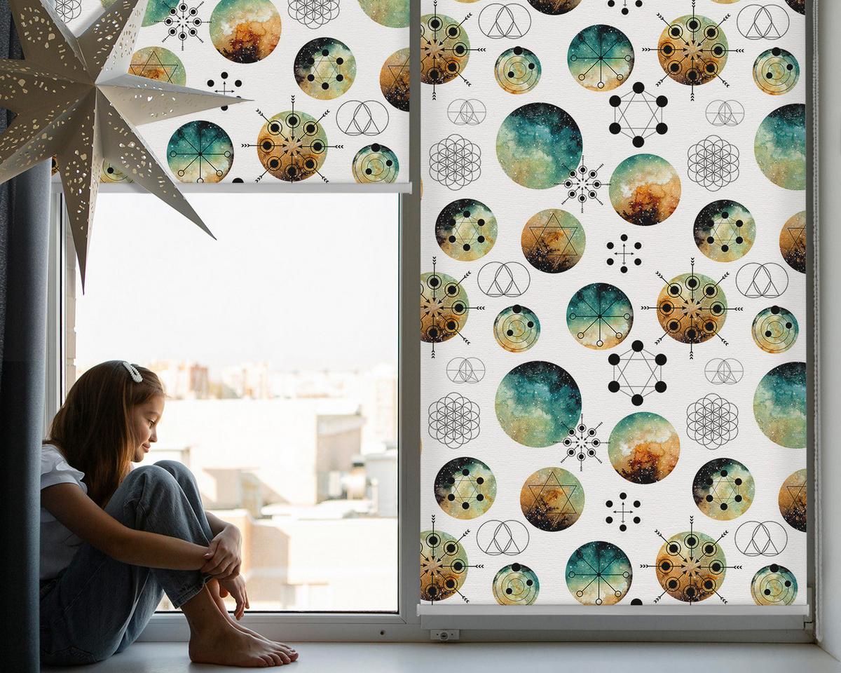 INNENROLLO - Fensterrollo - Rollo - 150x180 cm - Bunte Räder - Schwarz, Kunststoff (150/180/0.5cm) - TULUP