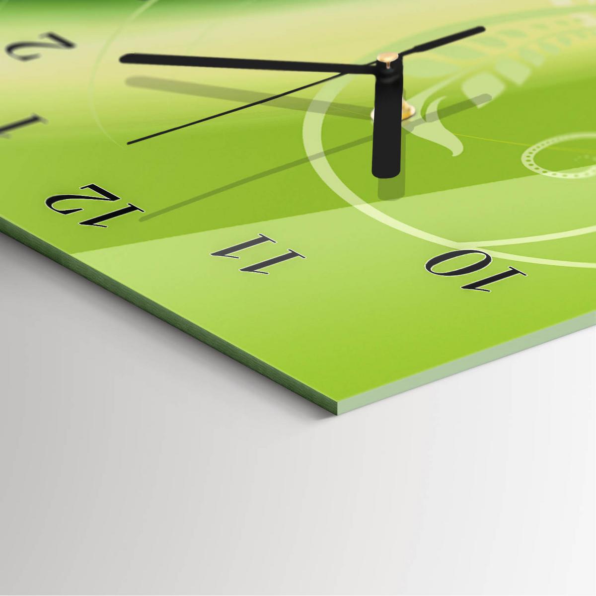 WANDUHR aus Glas 30x60 cm - Blumenmuster - Grün, Glas (30/60/0.4cm) - TULUP