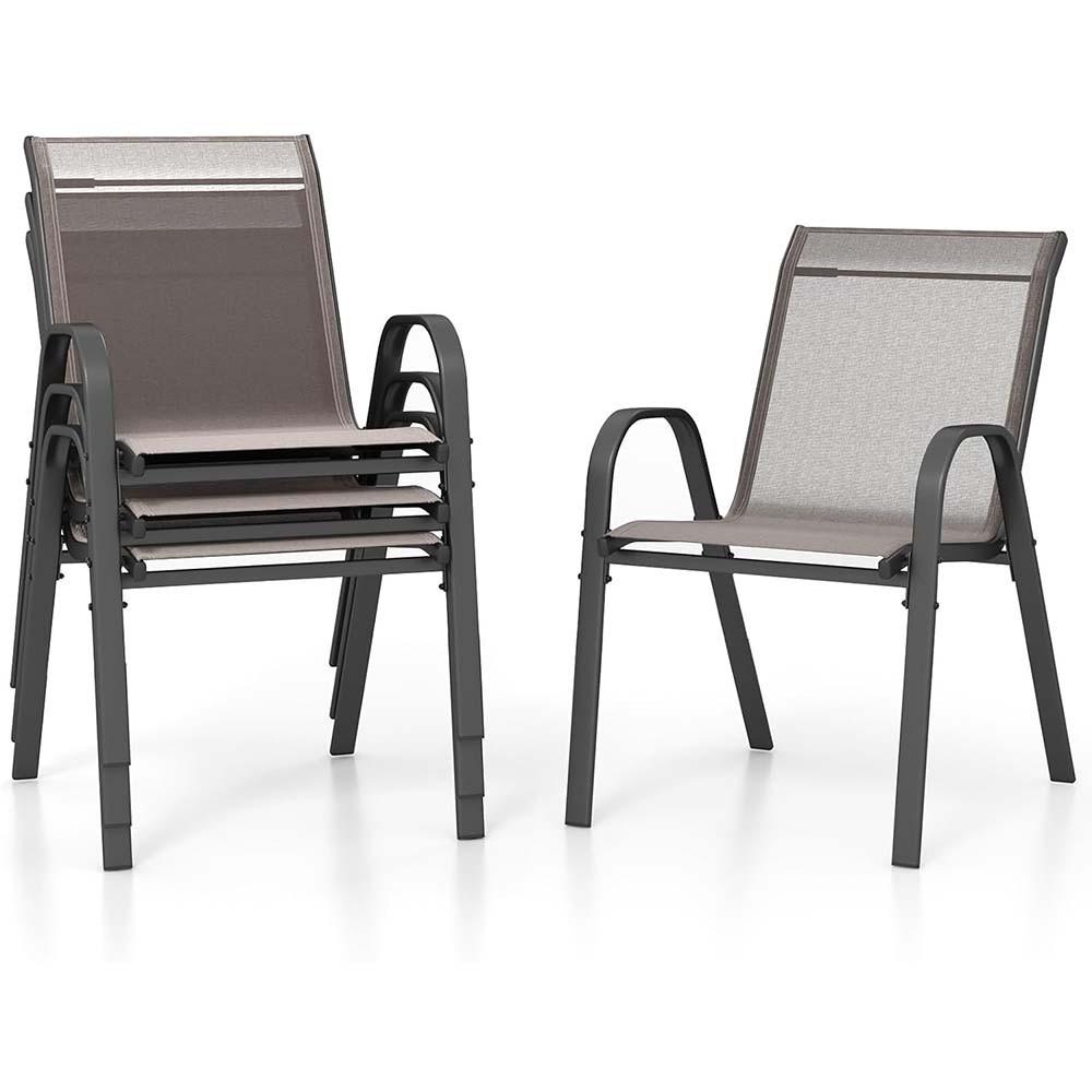 GARTENSTÜHLE Grau(4-teilig) - Grau, Metall (70/84/56cm) - COSTWAY