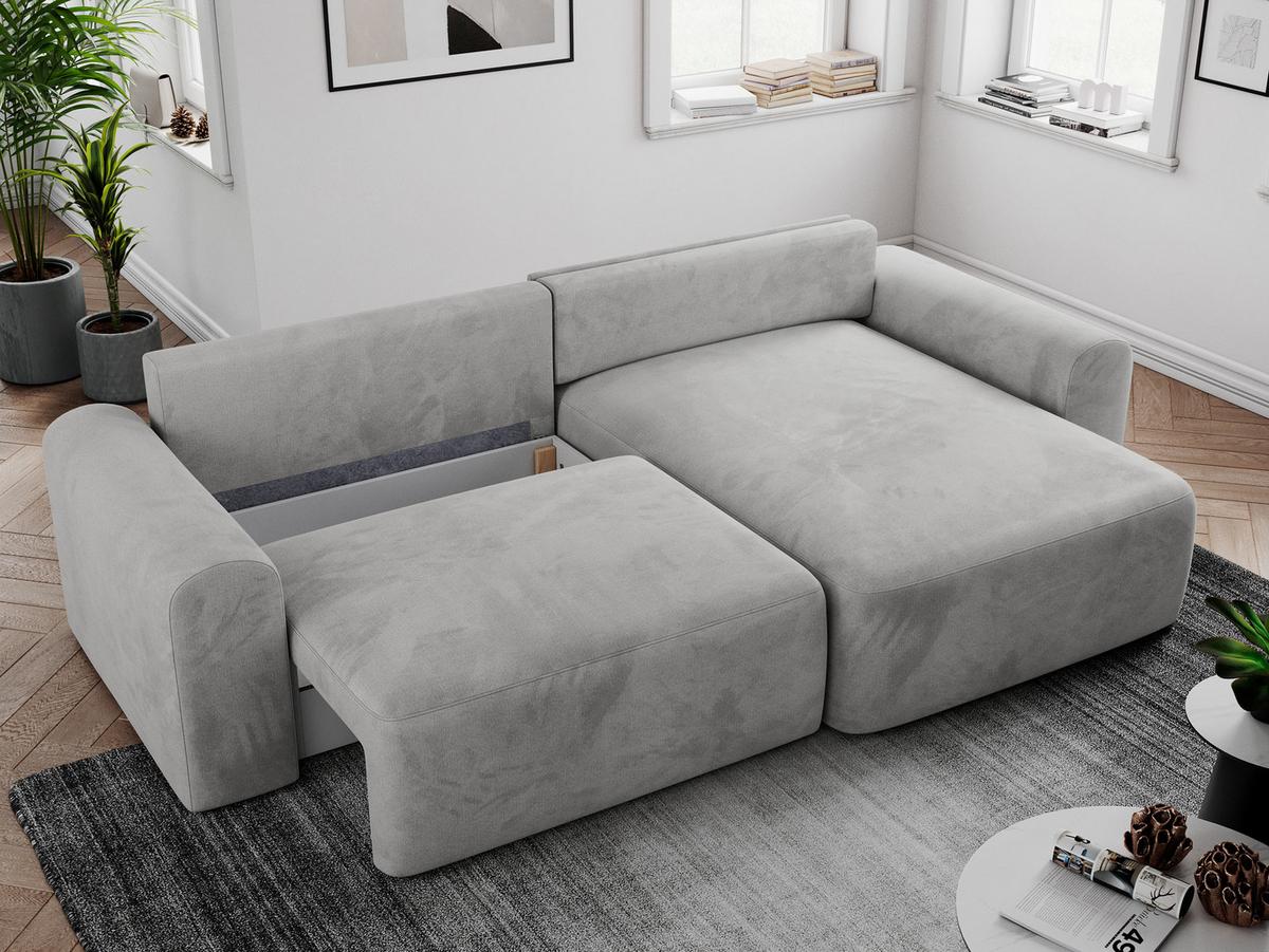 ECKSOFA NELSON Hellgrau Velvet - Hellgrau/Schwarz, Kunststoff/Textil (274/152cm) - MKS