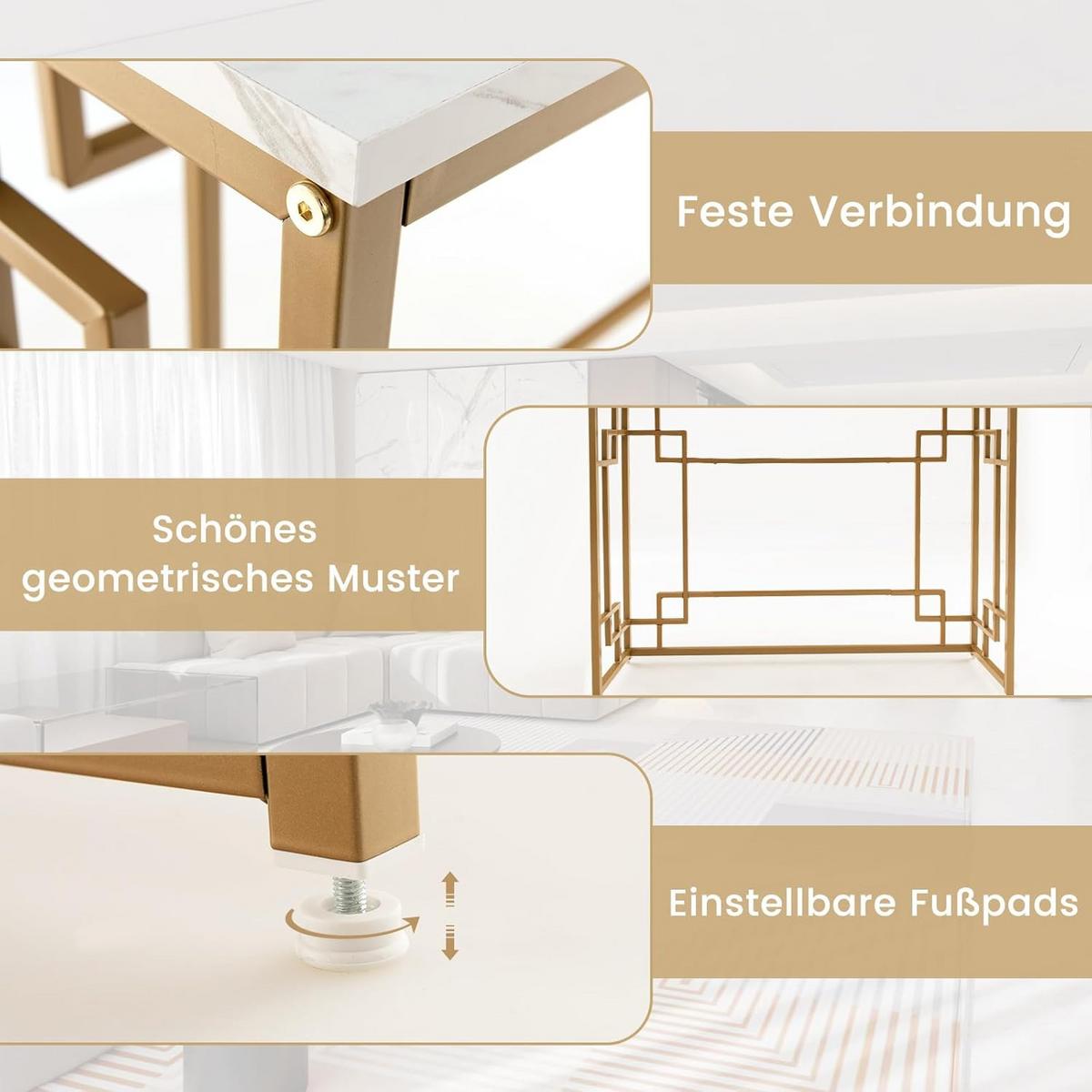 KONSOLENTISCH 81cm Weiß - Weiß, Metall (30/110/81cm) - COSTWAY