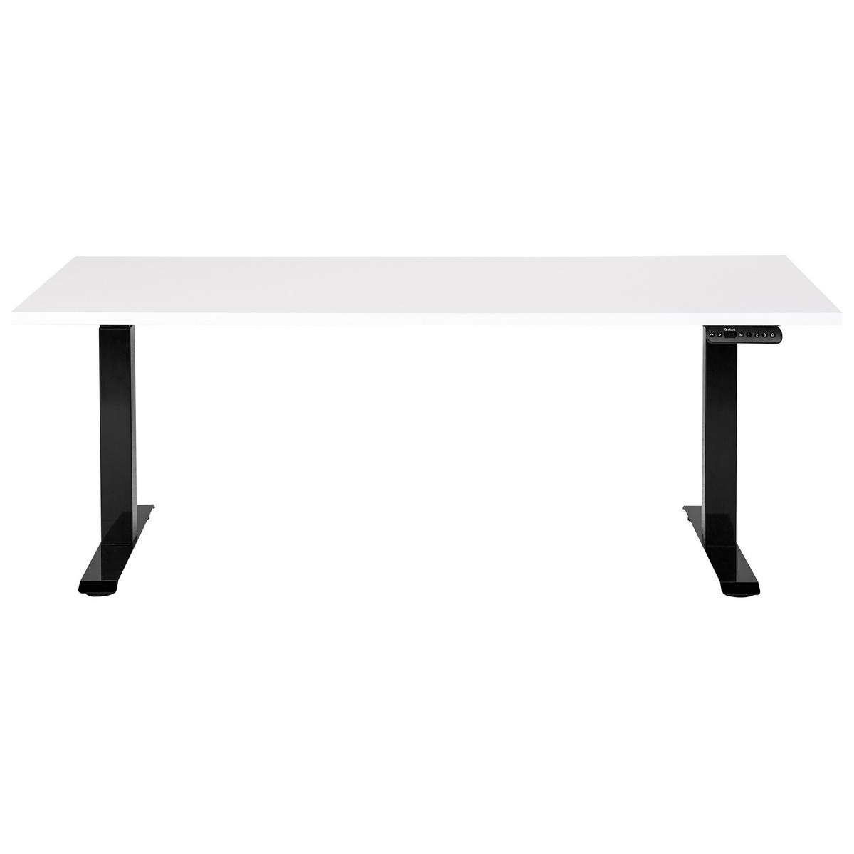 SCHREIBTISCH weißschwarz 160/72 cm elektrisch höhenverstellbar Destin III - Schwarz/Weiß, Holz (160/72/63cm) - Beliani