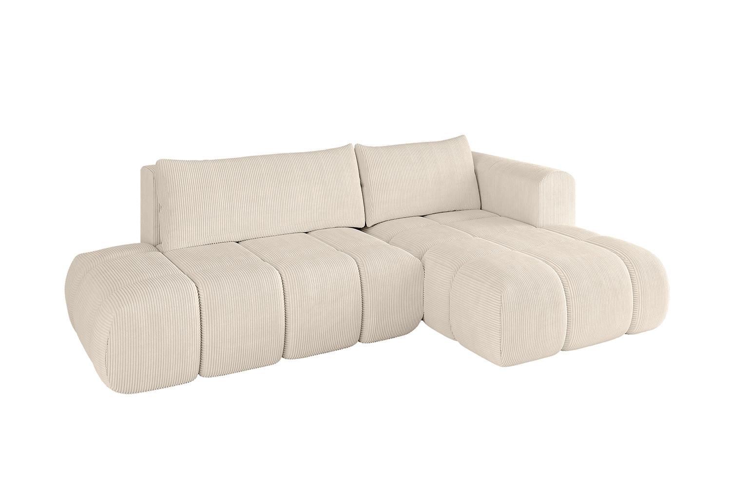 ECKSOFA Ottomane Rechts CLOUD-L 280x185x90 Beige Cord - Beige, Holzwerkstoff/Kunststoff (185/280cm) - ALTDECOR
