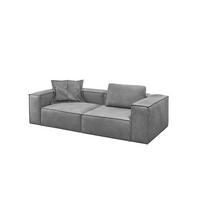 SOFA CARMO Grau Leder - Schwarz/Grau, Leder/Kunststoff (266/68/118cm) - KAWOLA