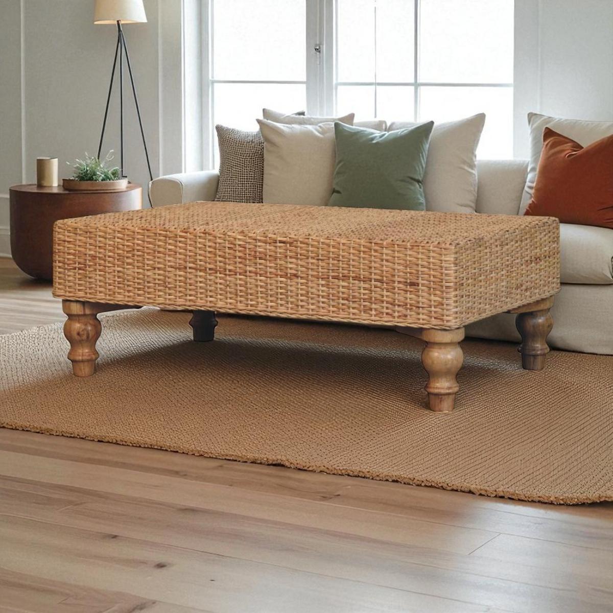COUCHTISCH Regency Woven - Braun, Holz (56/86/31cm) - Artisan Furniture