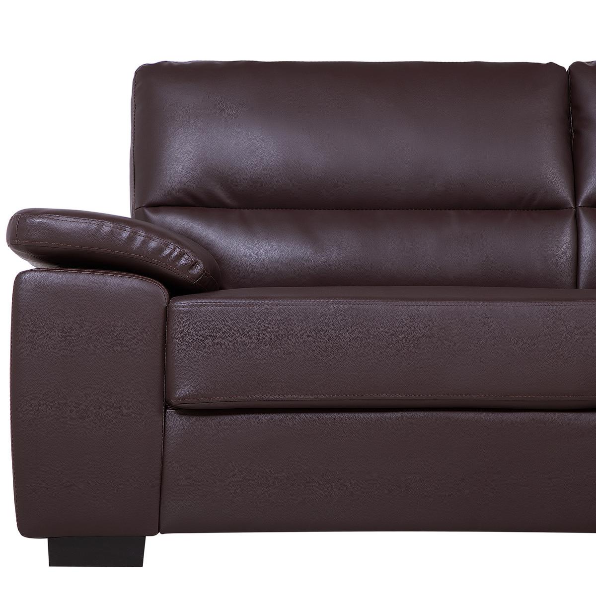 3-SITZER-SOFA Kunstleder Braun Vogar - Dunkelbraun, Kunststoff/Textil (195/90/74cm) - Beliani