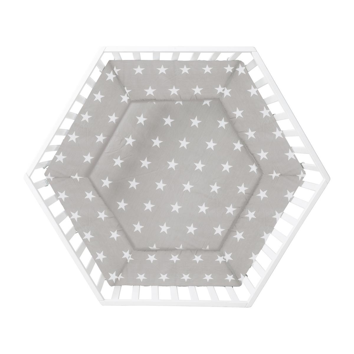 LAUFGITTER 6-eckig Little Stars - Weiß, Holzwerkstoff (118.5/72.5/103.5cm) - Roba