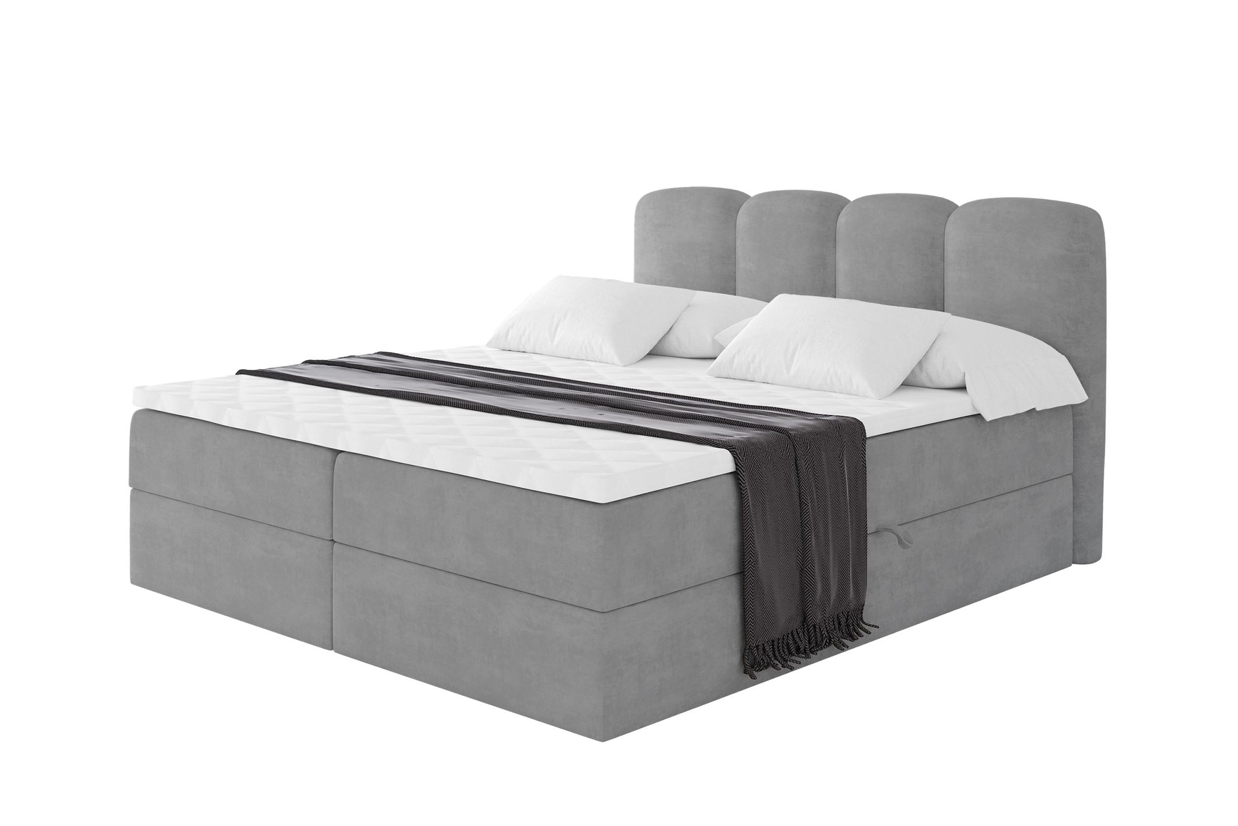 BOXBETT mit Matratze H4 - NINA - 200x200 cm - Hellgrau - Hellgrau, Holzwerkstoff (200/200cm) - ALTDECOR