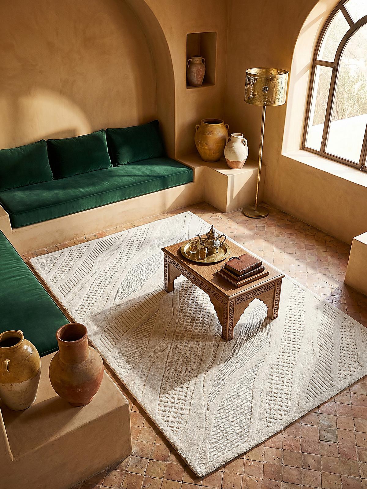 TEPPICH aus Wolle CARVE in Weiß, abstrakt, Florhöhe 14 mm, 200 x 300 cm - Beige, Textil (300/200cm) - KADIMA DESIGN