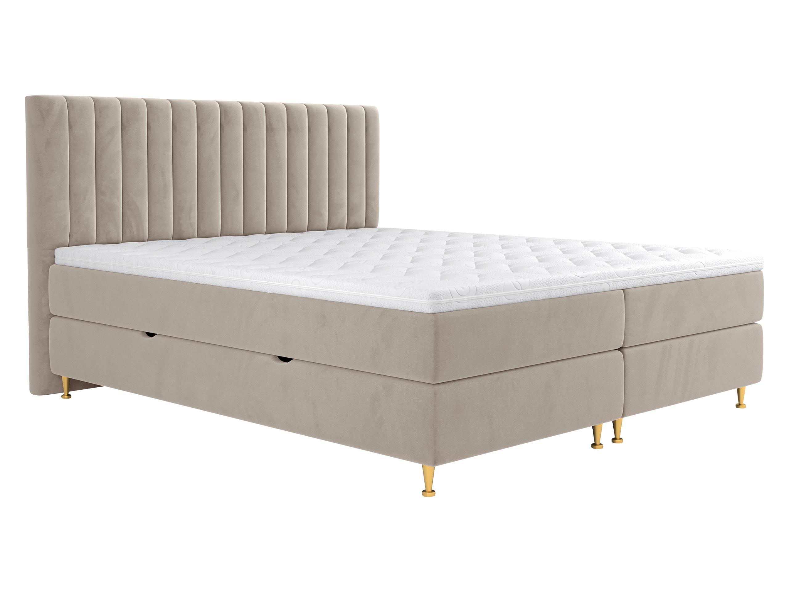 BOXBETT Elegance - H3 - Beige/Goldfarben, Holz/Textil (180/200cm) - MIRJAN24