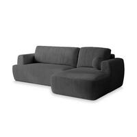 ECKSOFA SENTI P R-S Graphitfarben Kordstoff mit Schlaffunktion - Graphitfarben/Schwarz, Holz/Kunststoff (246/148cm) - MASSENO