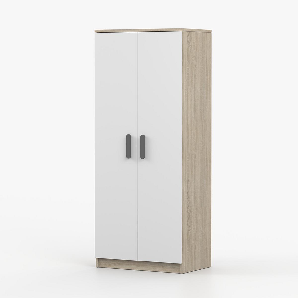 DREHTÜRENSCHRANK 80/192/50 cm 2-türig Jonas III 06 Sonoma Eiche/Weiß + graue Griffe - Weiß/Grau, Holz/Holzwerkstoff (80/192/50cm) - imoebel24
