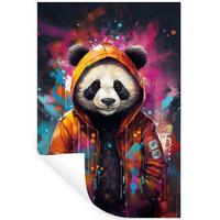 WANDTATTOO Panda - Jacke - Graffiti - Orange Wandaufkleber 80x120 cm - Orange, Kunststoff (80/120/0.1cm) - MuchoWow