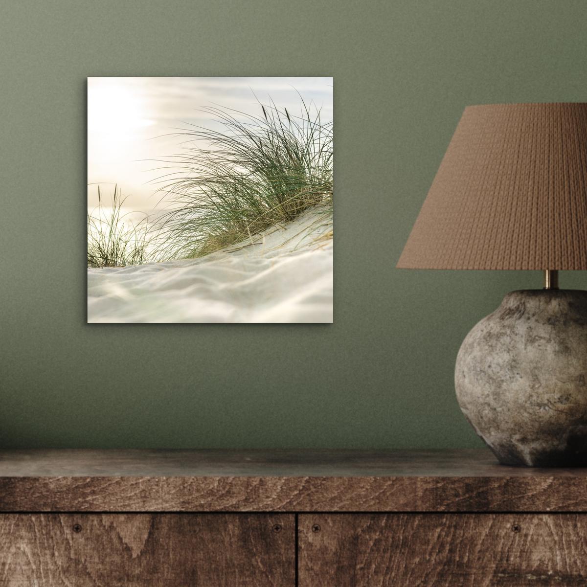 METALLBILD Dünen mit Strandhafer in der Sonne des Nationalparks Schleswig-Holsteinisches Wattenmeer 20x20 cm - Creme, Metall (20/20cm) - MuchoWow
