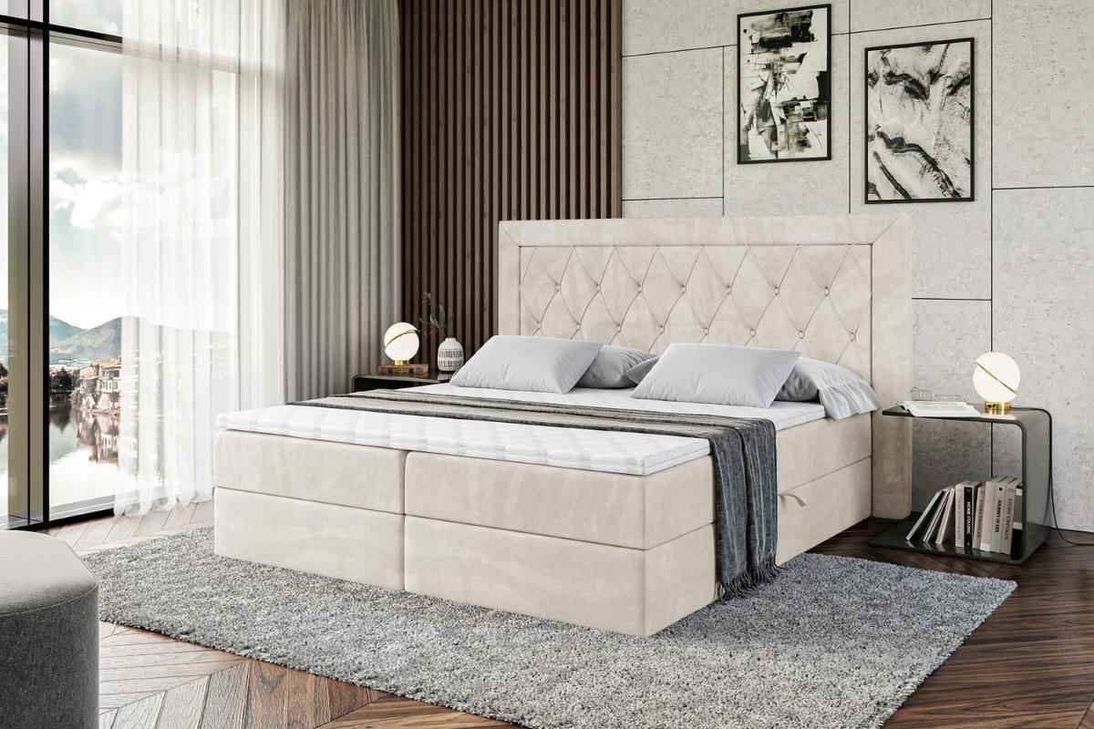 BOXBETT mit H4-Matratze und Lattenrost - NOEL - 180x200 Ecru - Ecru, Holzwerkstoff (180/200cm) - ALTDECOR