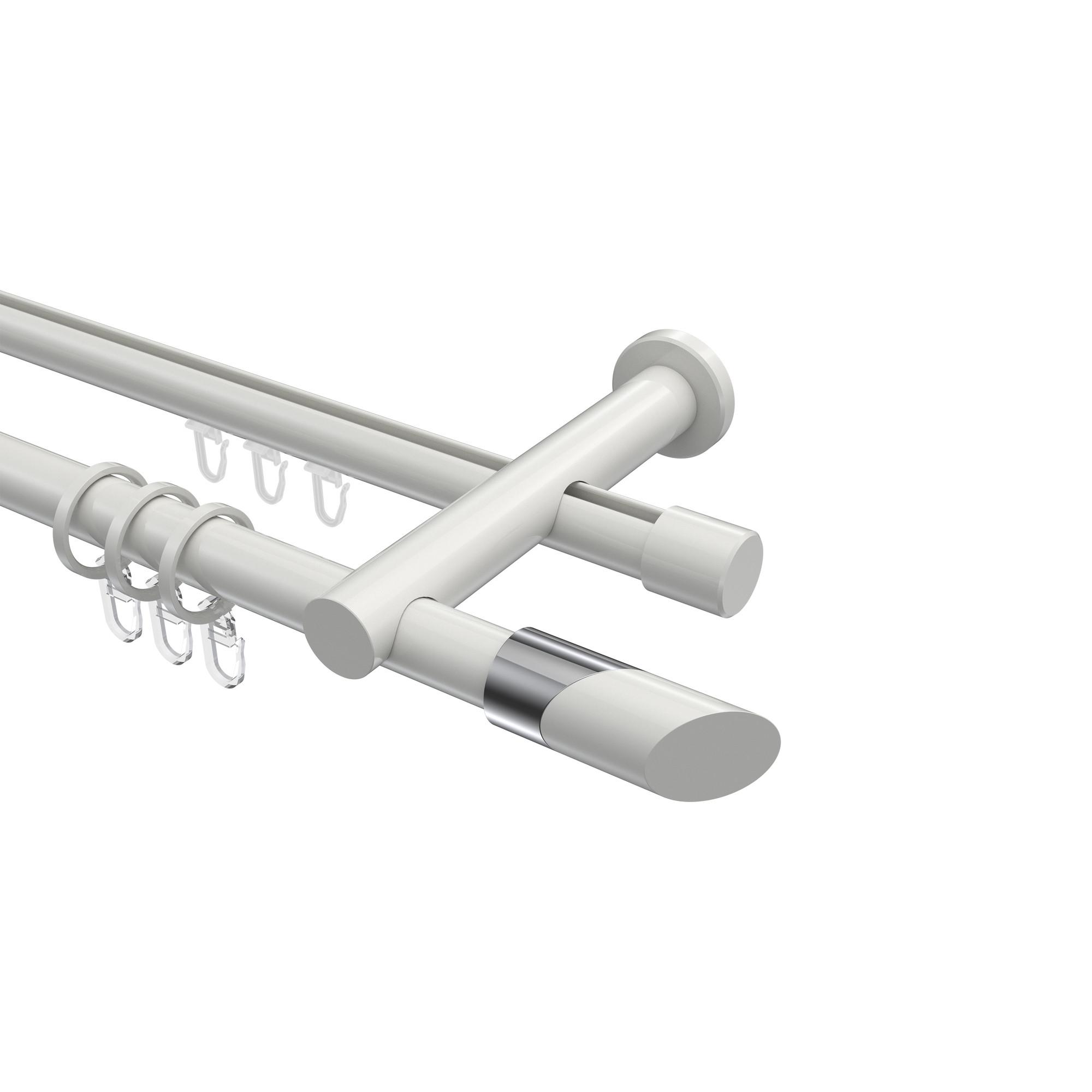 GARDINENSTANGE RUNDROHR-INNENLAUF Platon Verano 320 cm (geteilt in 2 x 160 cm), 2-läufig, 20 mm Ø Weiß - Chromfarben/Weiß, Metall (320cm) - INTERDECO