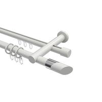 GARDINENSTANGE RUNDROHR-INNENLAUF Platon Verano 320 cm (geteilt in 2 x 160 cm), 2-läufig, 20 mm Ø Weiß - Chromfarben/Weiß, Metall (320cm) - INTERDECO