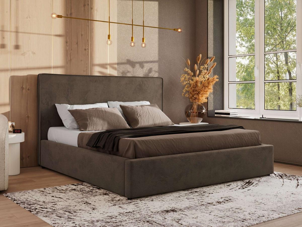 POLSTERBETT CORIVO CLASSIC 180/200 - Braun Velvet - Schaum-Matratze - Braun, Textil (180/200cm) - MKS