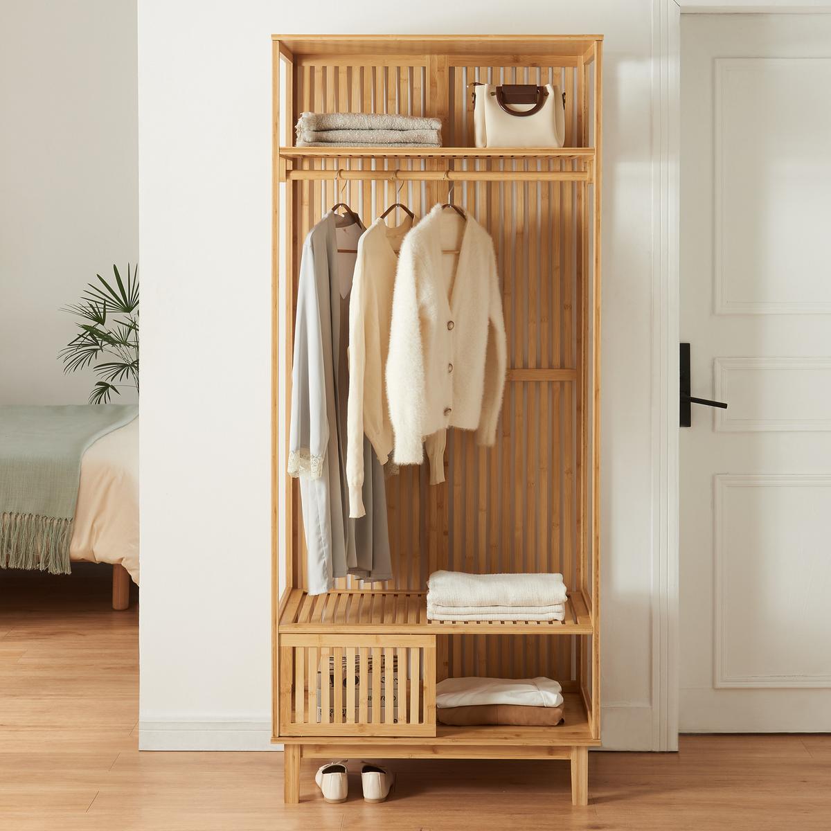 GARDEROBENSTÄNDER Ypäjä - Naturfarben, Holz (80/187/47cm) - [en.casa]