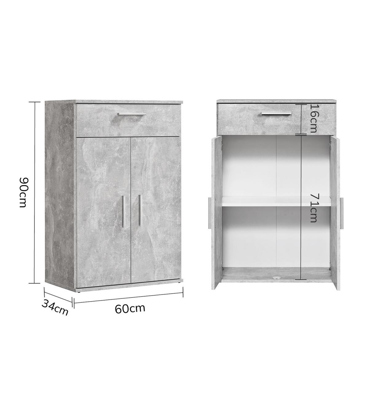 MEHRZWECKSCHRANK Der Praktische - Weiß/Grau, Holzwerkstoff (60/91/34cm) - Mokebo