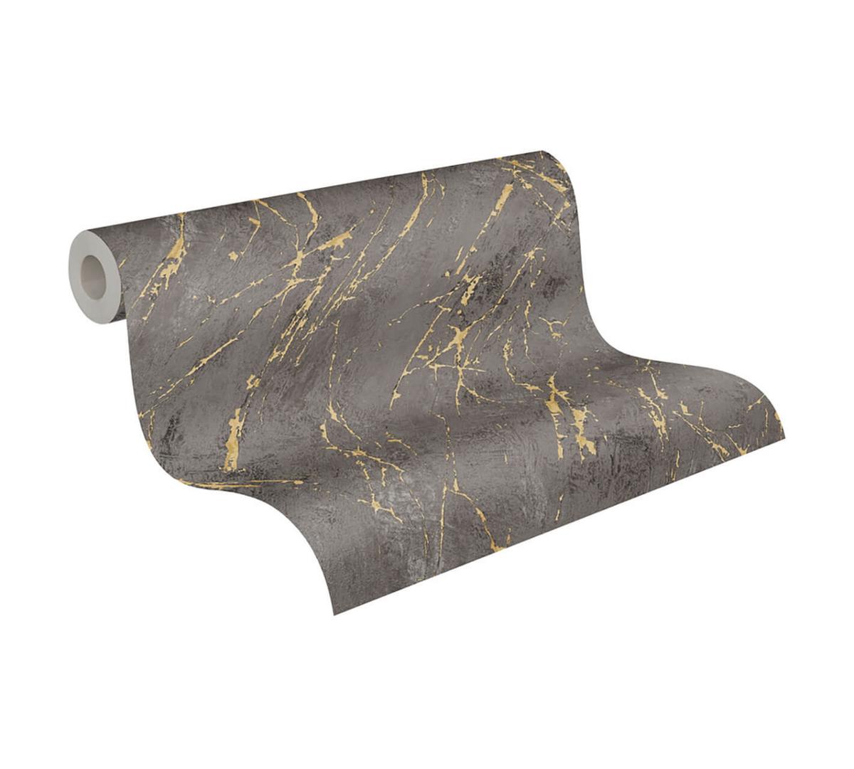 VLIESTAPETE Grau 53/1005 cm - Goldfarben, Textil (53/1cm) - KUNSTLOFT