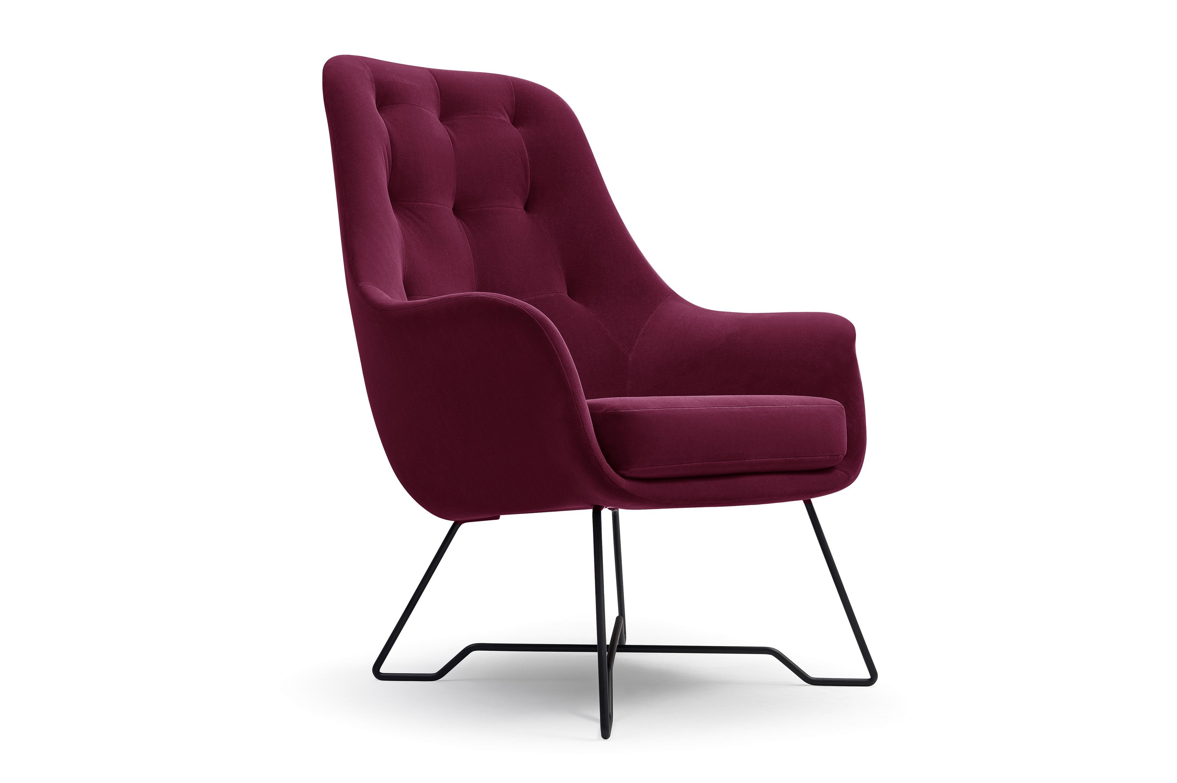 SESSEL SEDUTA, Modern Polstersessel Loungesessel, Velours-Stoff Dunkelrot - Dunkelrot, Holz/Metall (72.5/101.5/83cm) - MASSENO