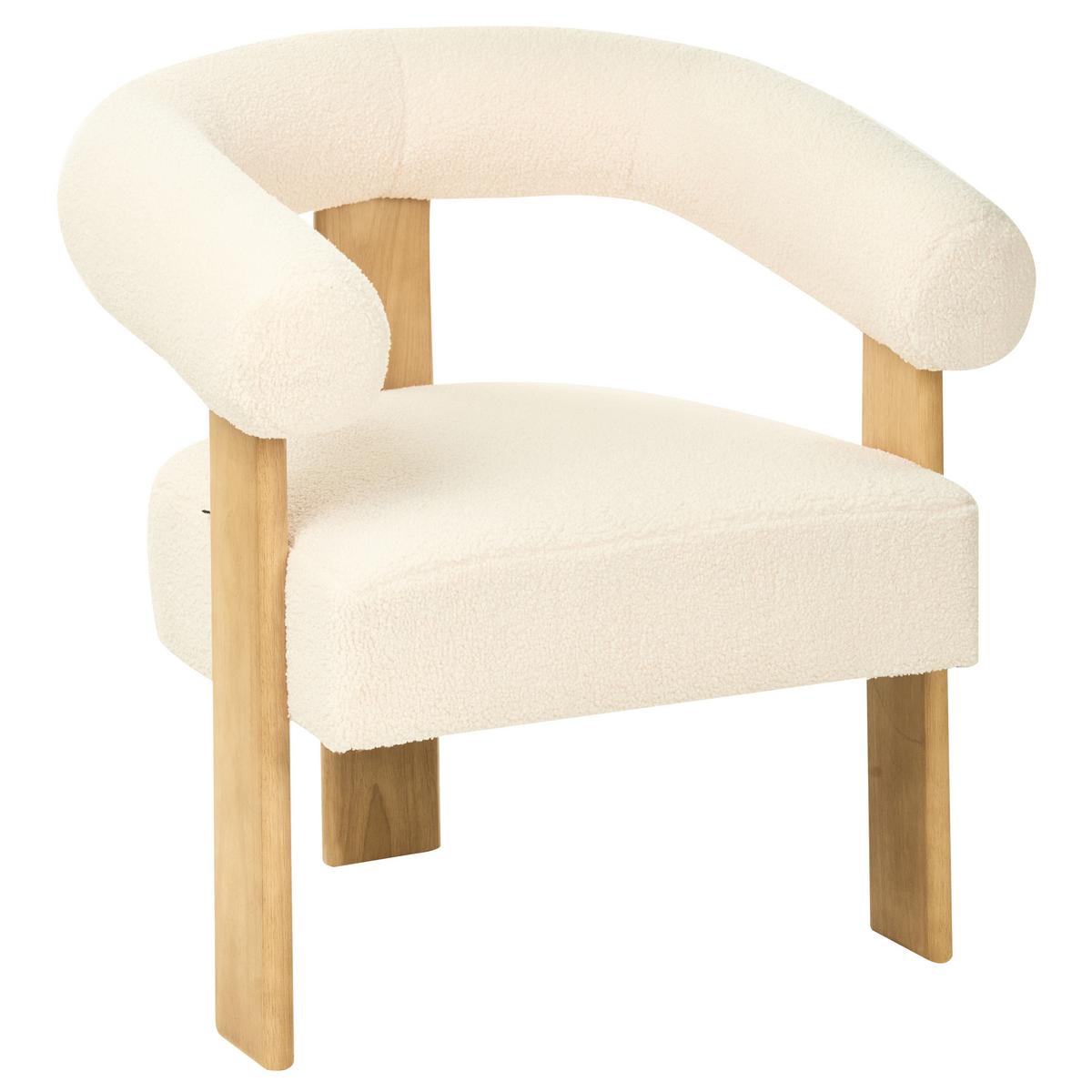 SOFA-SET Bouclé Cremeweiß/Hellbraun Ilbro - Creme/Weiß, Textil (138/76/68cm) - Beliani