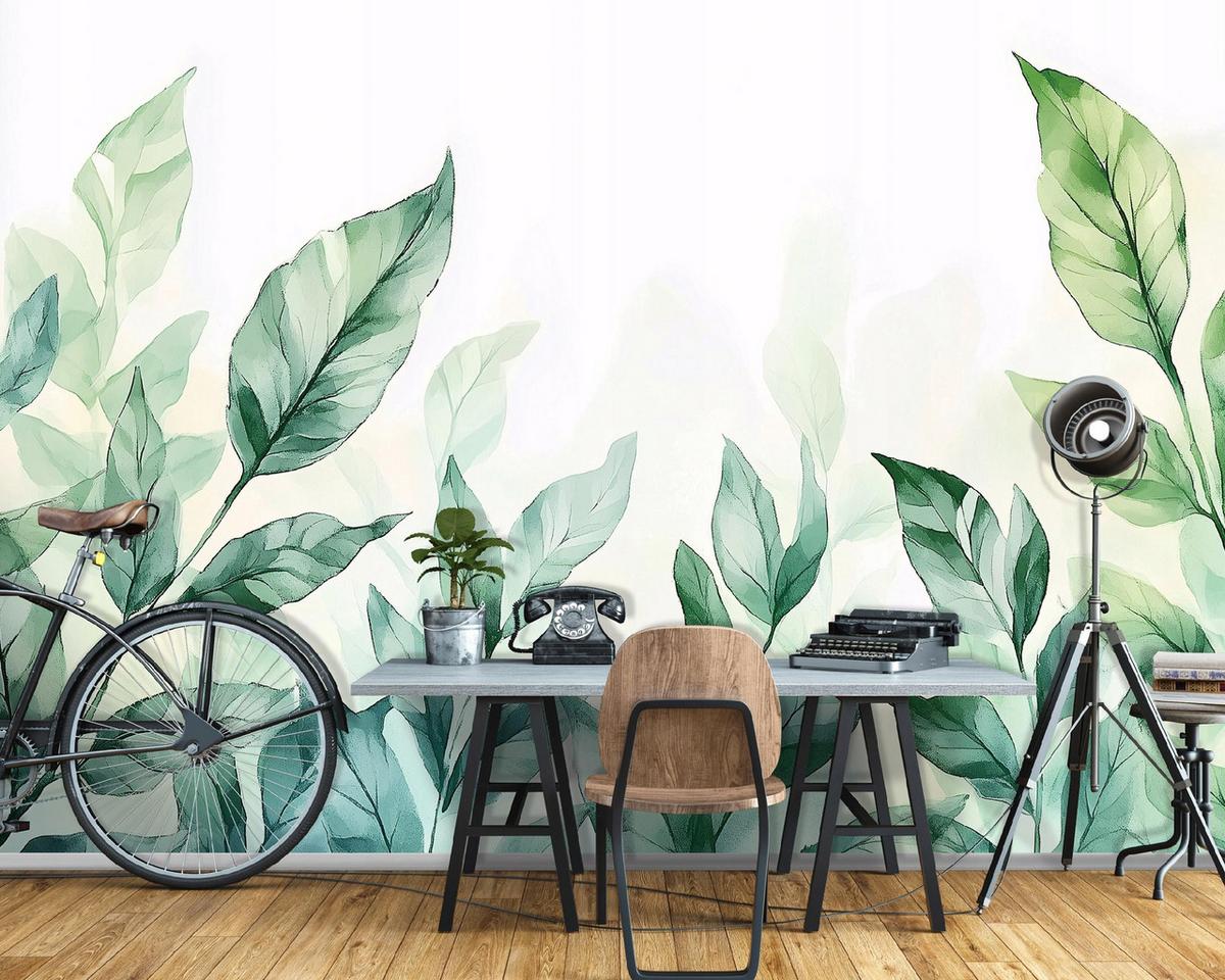 FOTOTAPETE Blätter Natur Grün Vlies Tapete Wohnzimmer 350x250 - Grün, Papier (350/250cm) - Wallarena