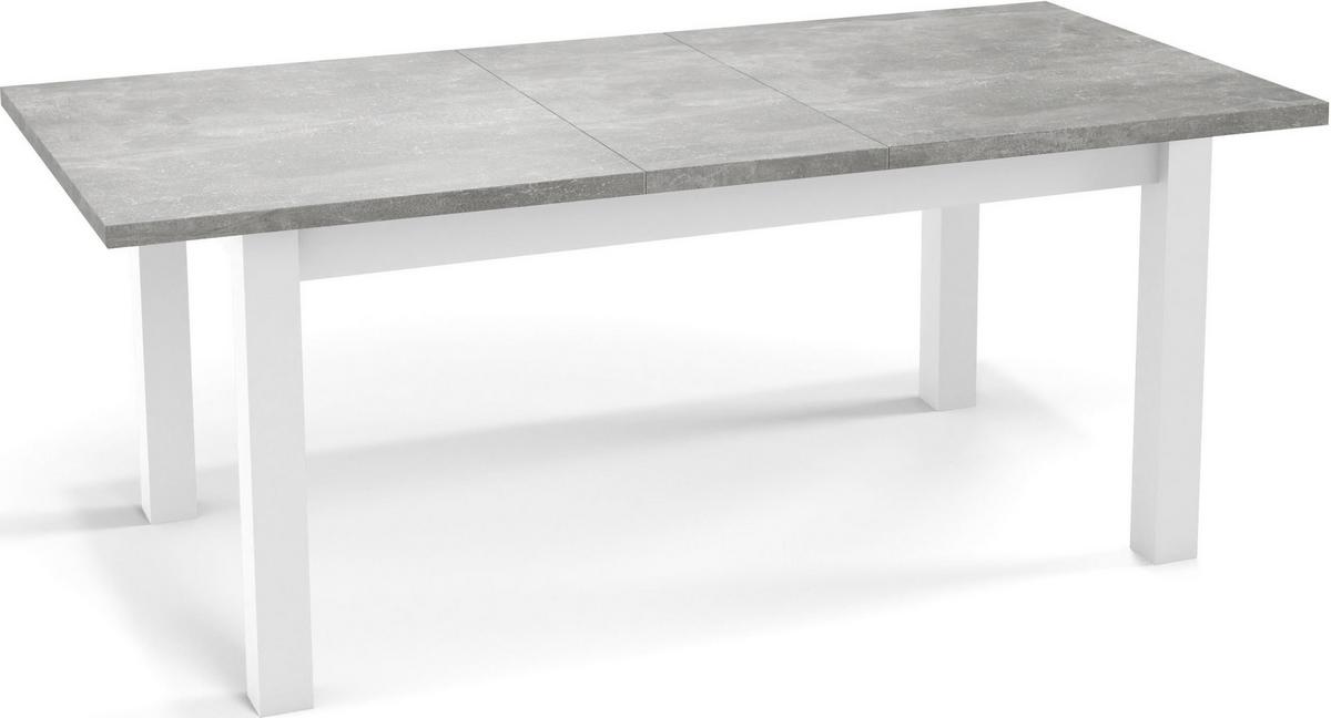ESSTISCH Molly rechteckig ausziehbar, Grauer Beton 160-200/80/75 cm - Hellgrau/Weiß, Holz/Holzwerkstoff (80/200/75cm) - WFL GROUP