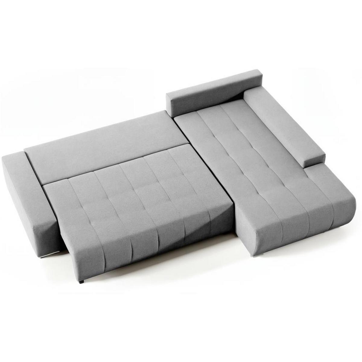 ECKSOFA Draco L hellgrau rechts - Chromfarben/Hellgrau, Textil/Metall (267/186cm) - Beautysofa