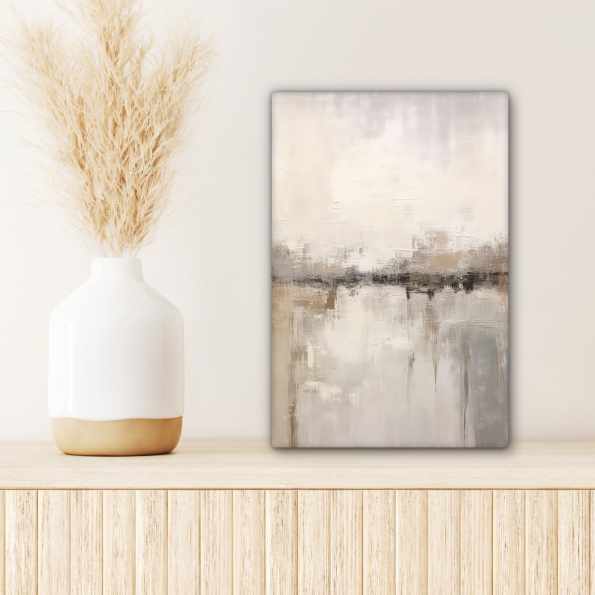 LEINWANDBILD Moderne Kunst - Abstrakt - Beige Deko Wohnzimmer 20x30 cm - Beige, Textil (20/30cm) - MuchoWow