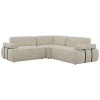 ECKSOFA MIREO L - Creme Schenille grob gewebt - Creme/Schwarz, Kunststoff/Textil (257/257cm) - MKS