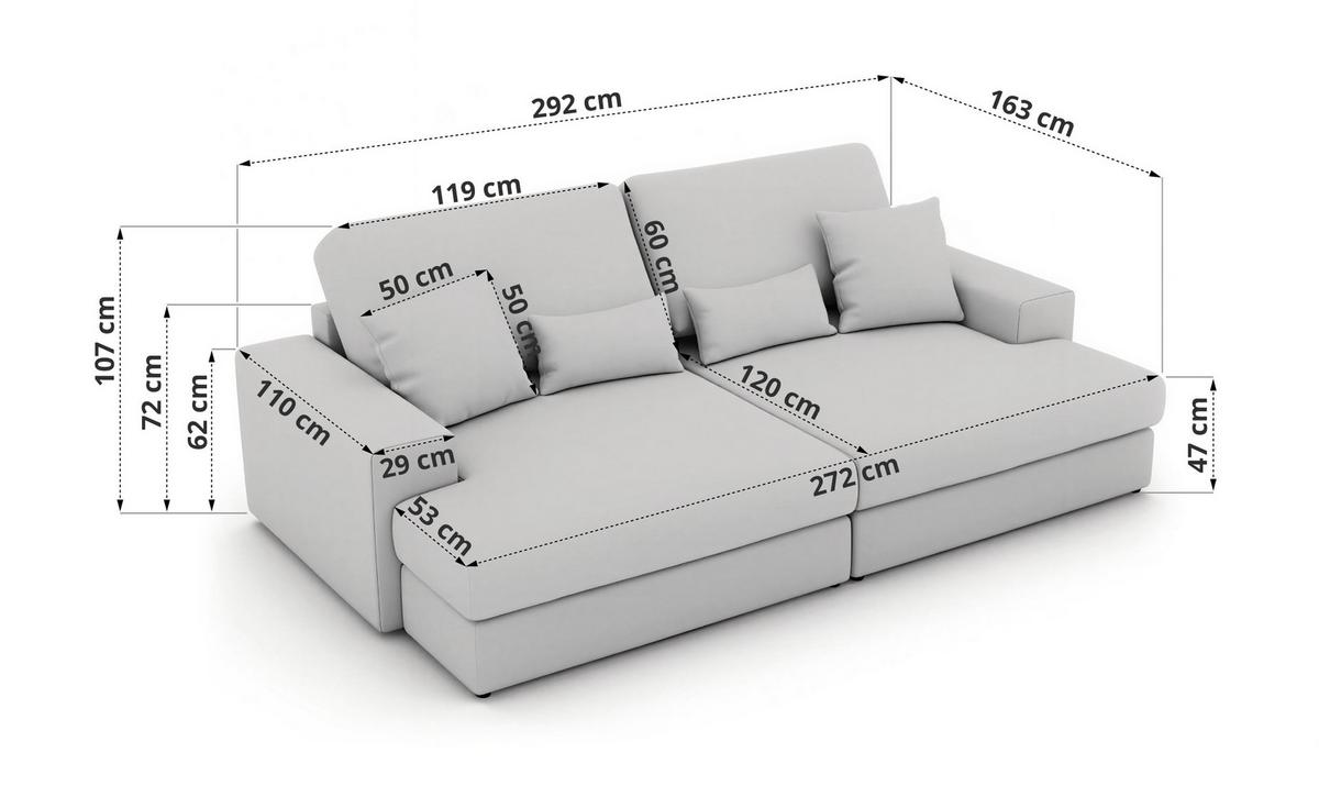 3-SITZER SOFA ANERO - Grau Cord - Schwarz/Grau, Kunststoff/Textil (292/107/163cm) - MKS
