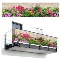 BALKON-SICHTSCHUTZ Blumen - Pflanzen - Blätter - Steine Deko XXL 500x130 cm - Pink, Kunststoff (500/130cm) - MuchoWow