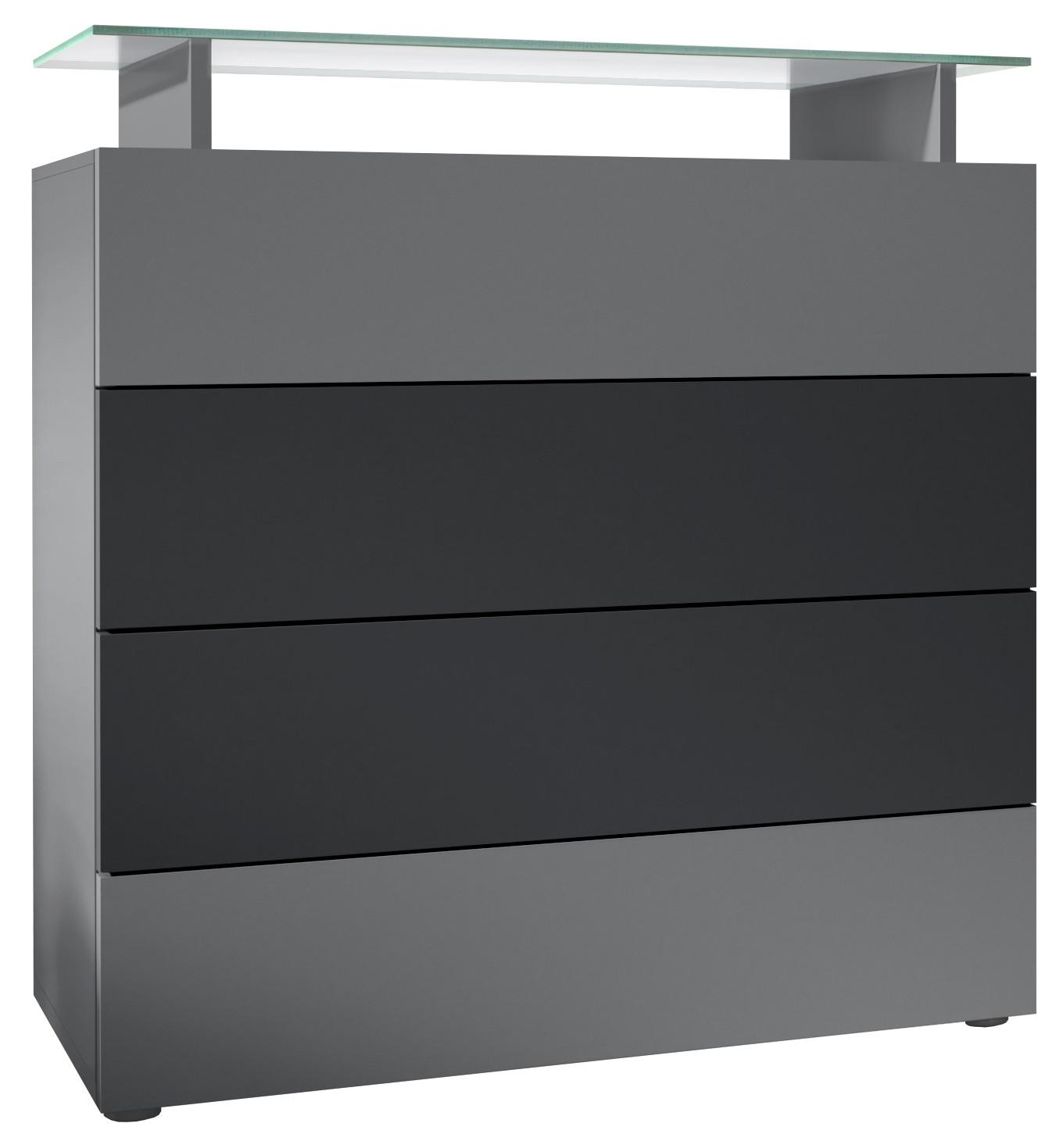 KOMMODE Pavos Anthrazit matt / Schwarz matt - Anthrazit/Schwarz, Holzwerkstoff (76/80/33cm) - Vladon
