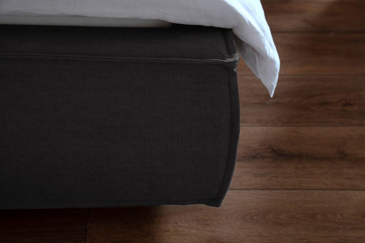 POLSTERBETT CARLO Schwarz Flachgewebe - Schwarz, Textil (160/200cm) - KAWOLA