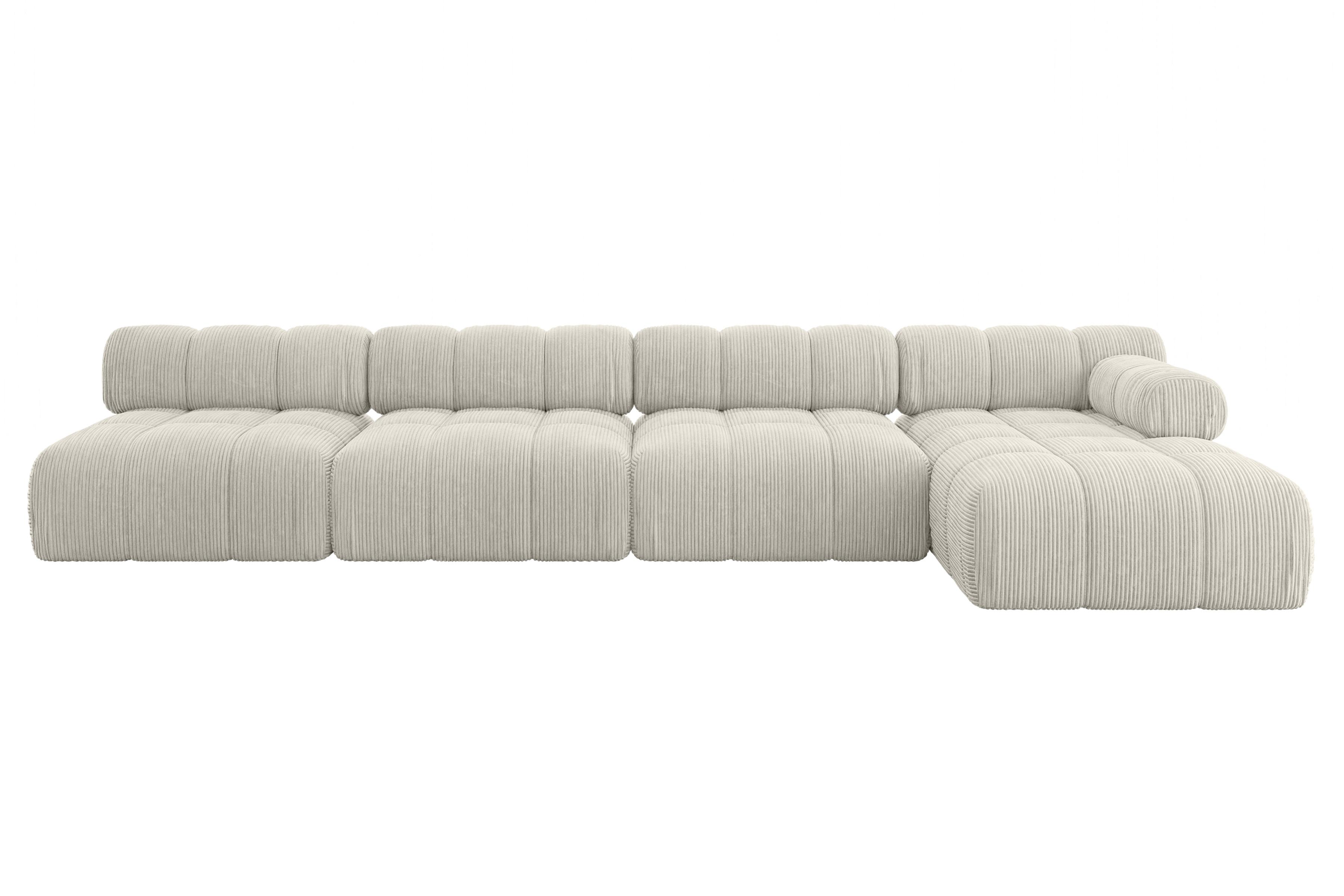 ECKSOFA modulares Sofa Razon-L3 - 380x160x70 cm Creme Cord - Hellgrau/Creme, Holzwerkstoff/Textil (380/160cm) - ALTDECOR