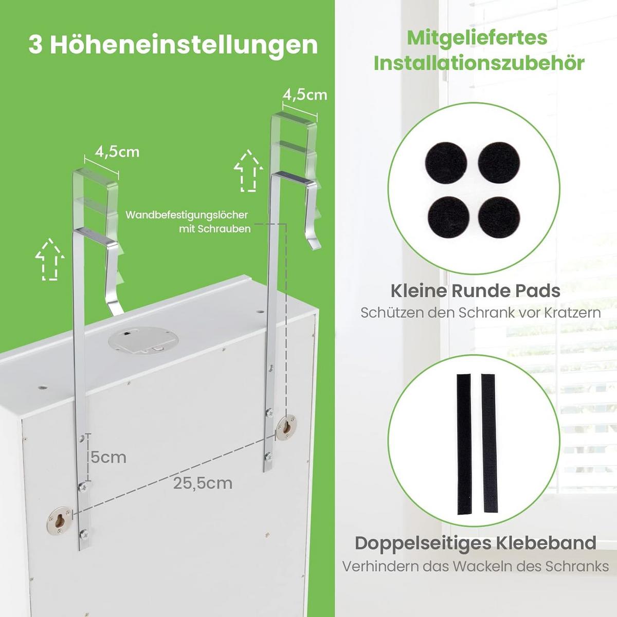 SCHMUCKSCHRANK 120cm Weiß - Weiß, Holz (37/120/12cm) - COSTWAY