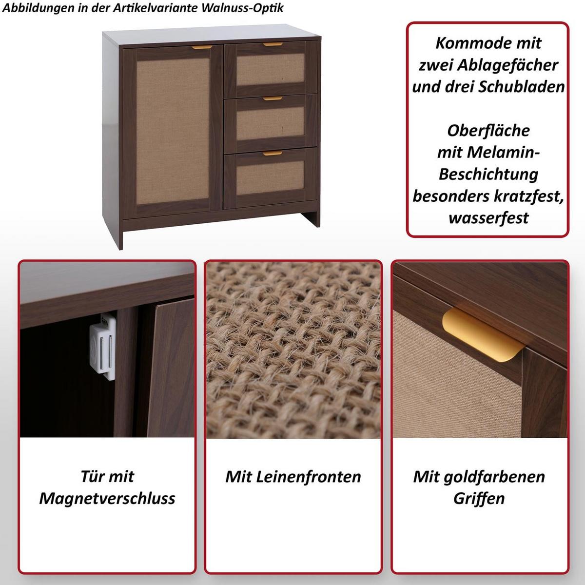 KOMMODE Weiß - Weiß, Holz (80/80/40cm) - MCW