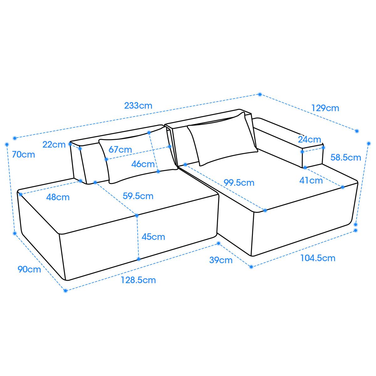 ECKSOFA polyester L-form mit taschenfederkern & 2 kissen - Grün, Textil (235/129cm) - Urban Meuble