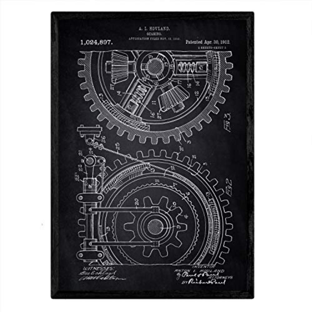 POSTER Getriebe 2 Patent A3 Rahmenlos - Schwarz, Papier (29.7/5/42cm) - Nacnic