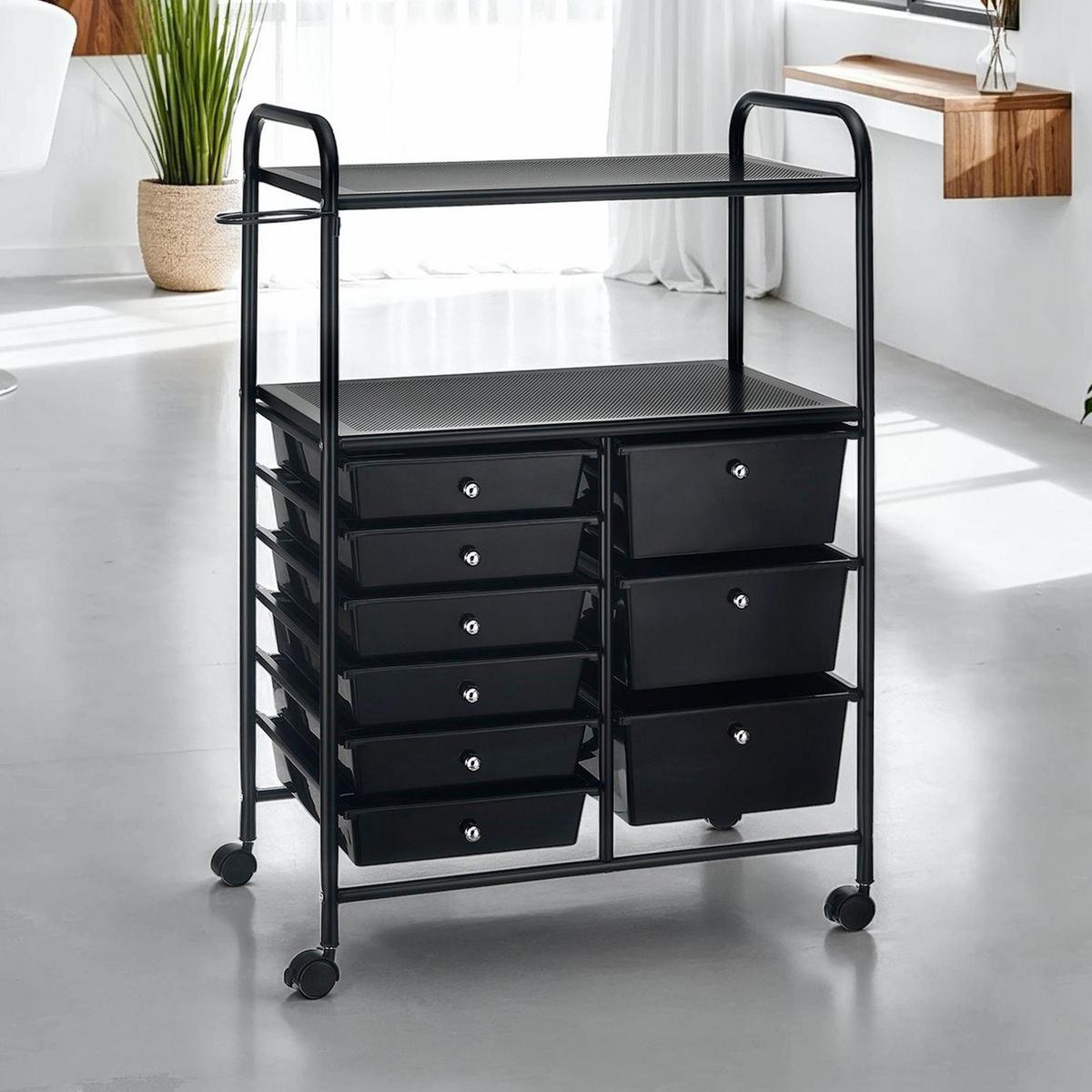 BADROLLWAGEN MARITA schwarz/schwarz - Schwarz, Kunststoff/Metall (63/97/39cm) - IDIMEX