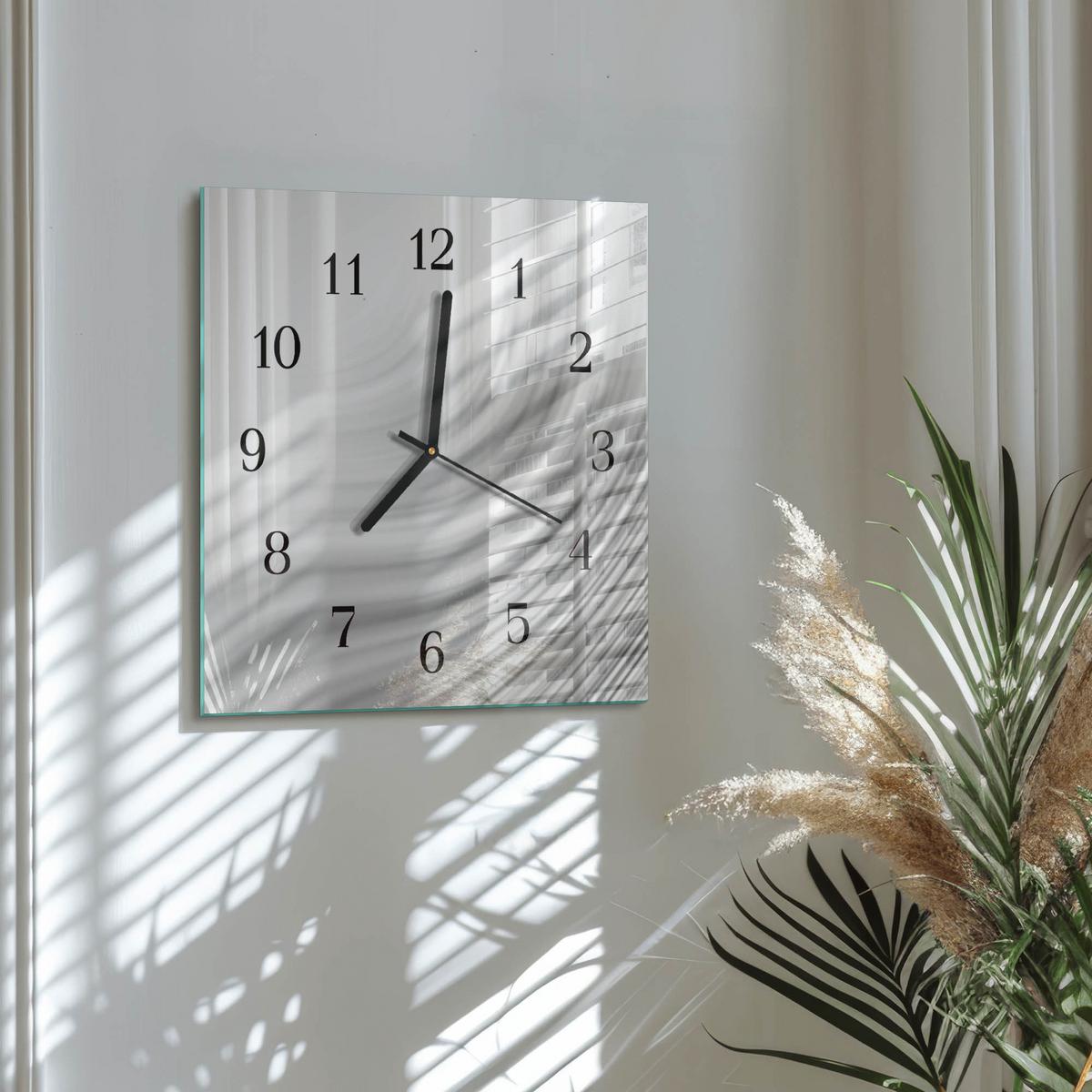 WANDUHR aus Glas 30x30 cm - Abstraktion - Weiß, Glas (30/30/0.4cm) - TULUP