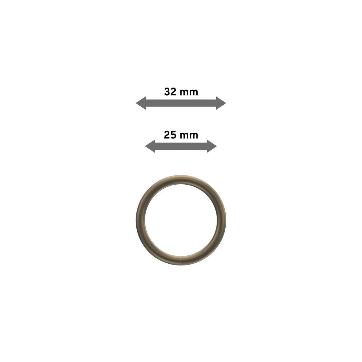 RUNDRINGE MIT FALTENHAKEN FÜR GARDINENSTANGEN 16 mm Ø, Messing Antik, Packung 10 Stück - Bronzefarben, Metall (16cm) - INTERDECO