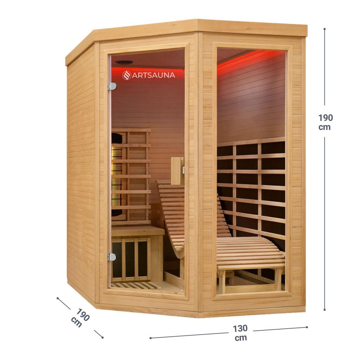 INFRAROTKABINE Esbjerg mit Triplex-Heizsystem & Hemlockholz - Naturfarben, Holz (130/190/190cm) - Artsauna