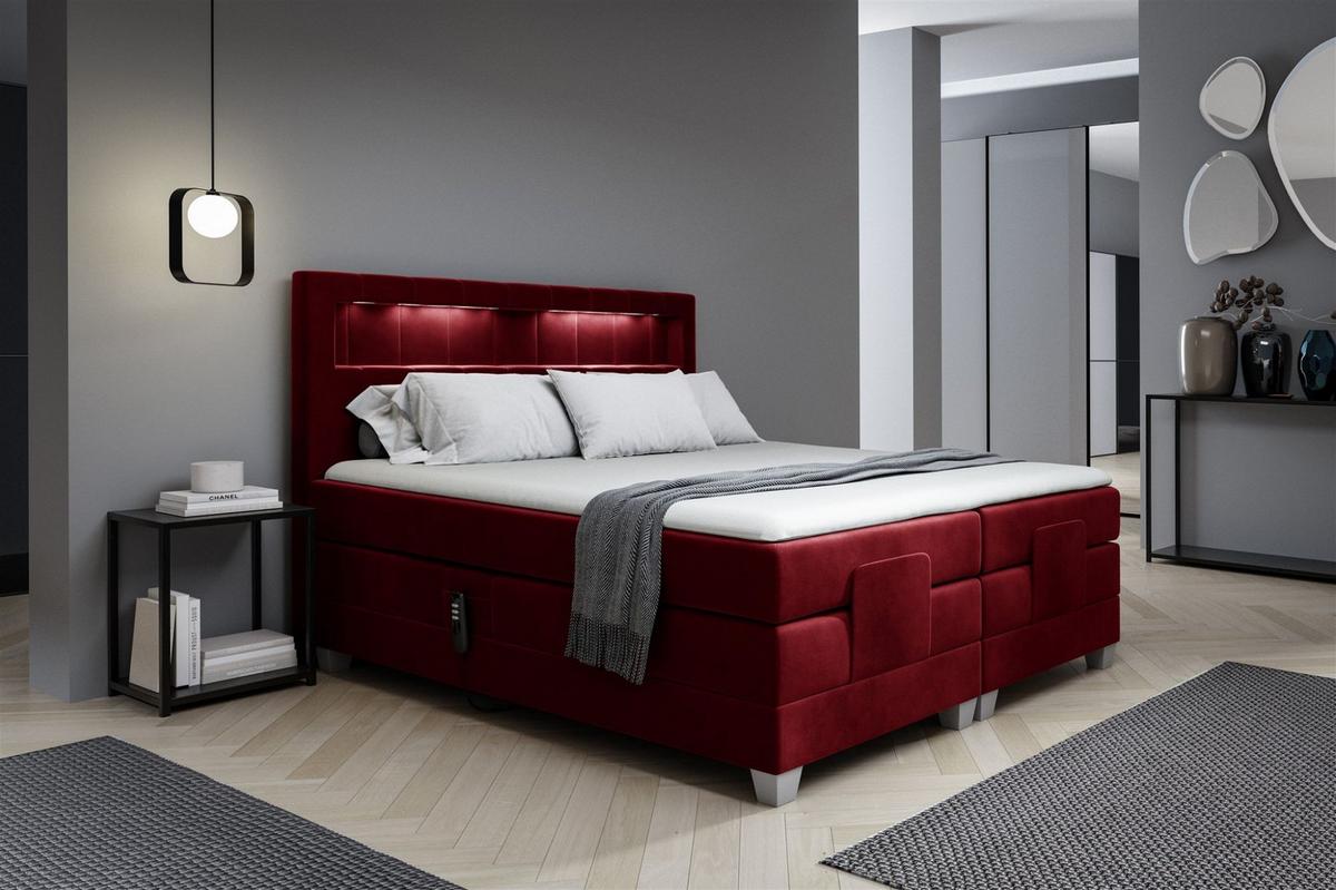 BOXSPRINGBETT Elektrisch Davide - Rot, Holzwerkstoff/Textil (180/200cm) - Fun Möbel