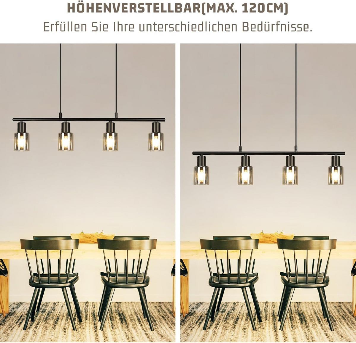 HÄNGELEUCHTE Myrm Schwarz Vintage Glas 68.5/7/140 cm - Schwarz, Metall (68.5/7/140cm) - ZMH