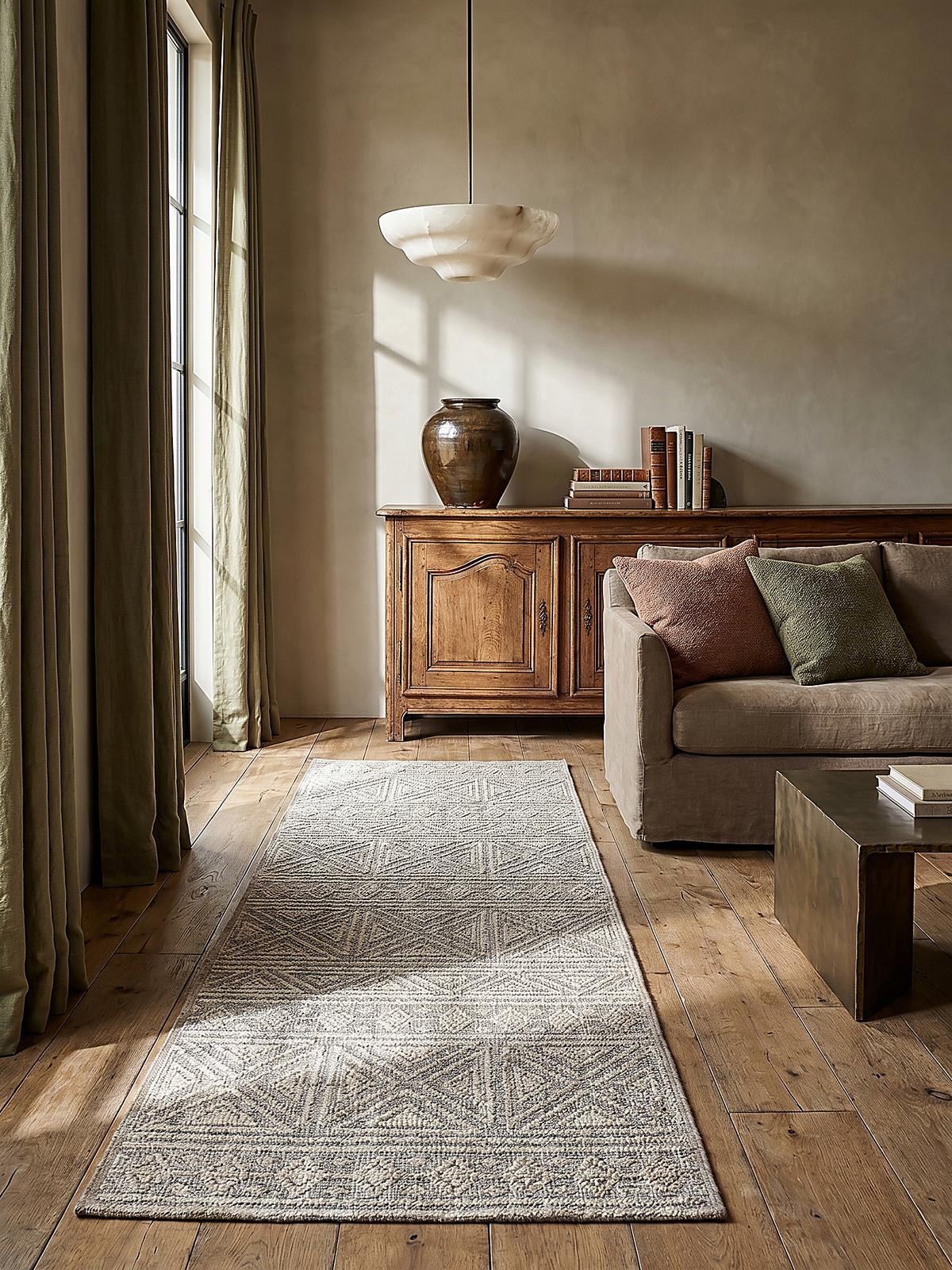 TEPPICH Waschbar LEAM, geometrisch, Grau, 58 x 230 cm - Grau, Textil (230/58cm) - KADIMA DESIGN