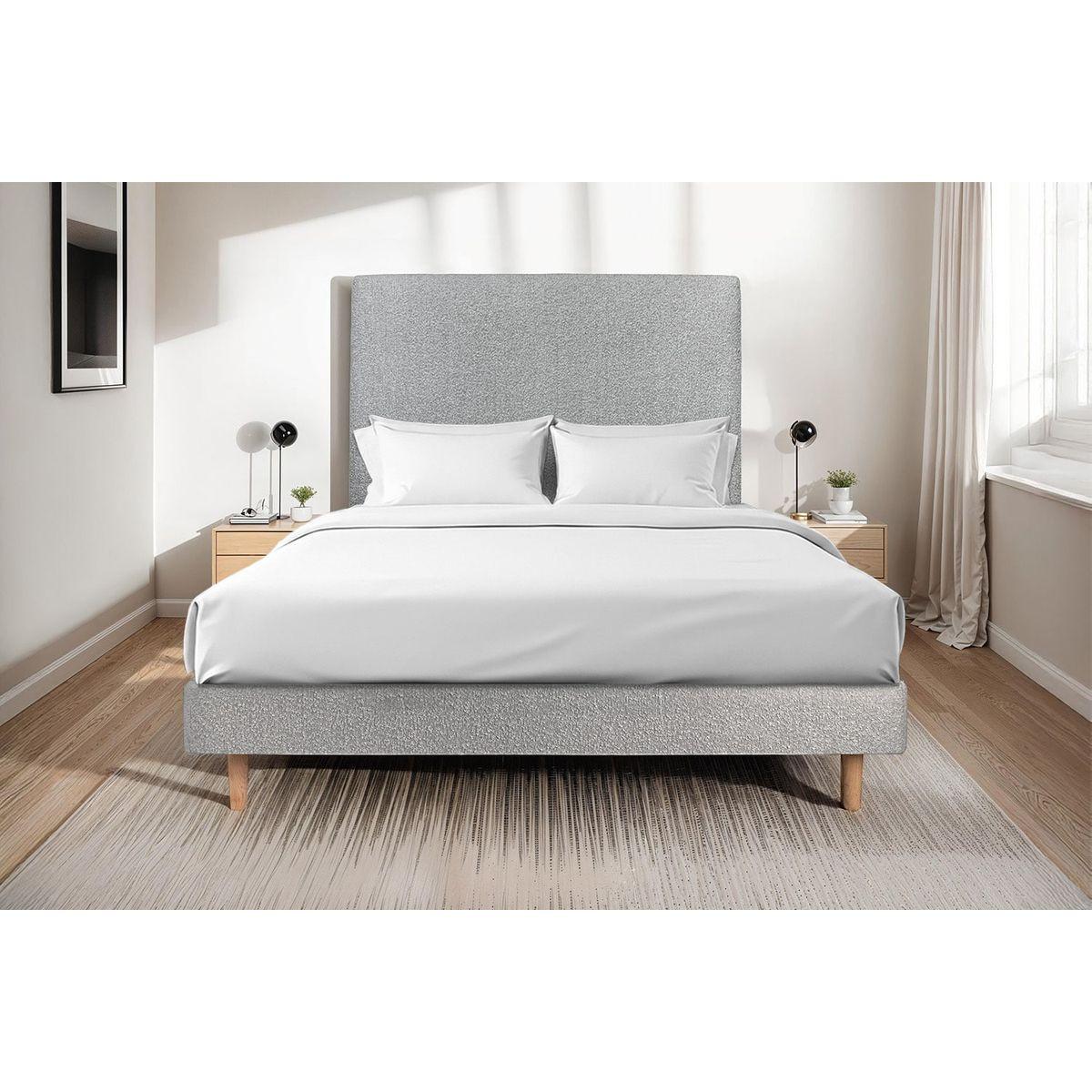 LATTENROST – Bouclé-Stoff– Bausatz zur Selbstmontage - 180x200 cm - Beige/Grau, Karton/Holz (180/200cm) - Sommeil de Plomb